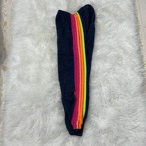 Aviator Nation womens 5 stripe neon sweatpants XS